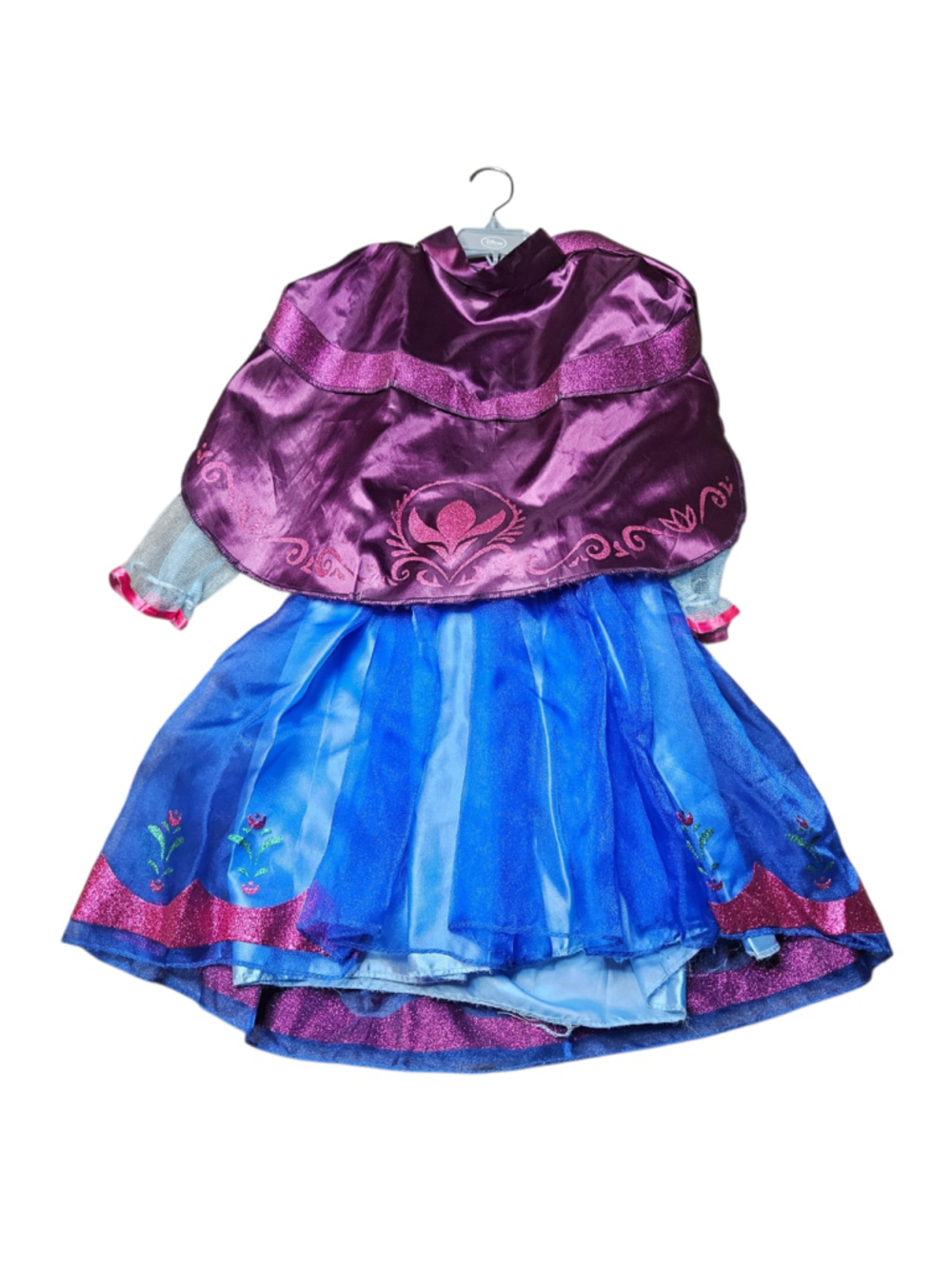 Disney Frozen Anna 4-6X Blue Purple Princess Dress Costume Cape - Picture 5 of 7